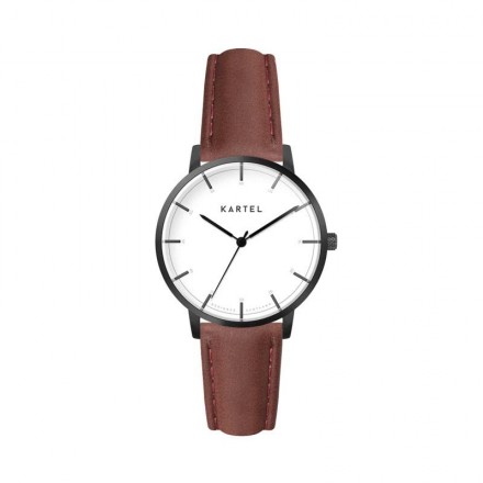 ISLA 34MM MAROON LEATHER STRAP WATCH