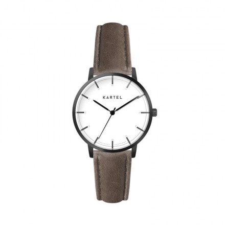 ISLA 34MM BROWN LEATHER STRAP WATCH
