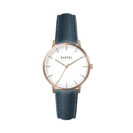 ISLA 34MM BLUE LEATHER STRAP WATCH