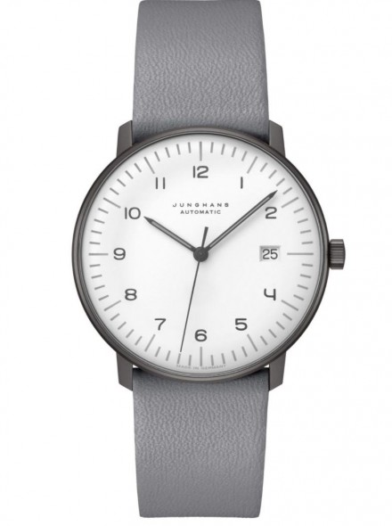 027/4007.04 max bill Automatic Watch with Grey Leather Strap