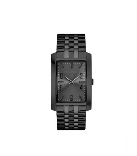 Caravelle Designed by Bulova Men's 45A140 Rectangular Black-Tone Stainless Bracelet Watch