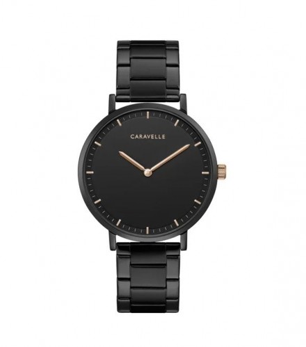 Caravelle by Bulova Mens 45A145 Black IP Stainless Bracelet Watch
