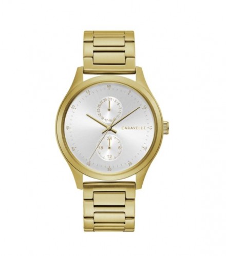 Caravelle by Bulova Mens 44C111 Gold-Tone Stainless Multifunction Bracelet Watch