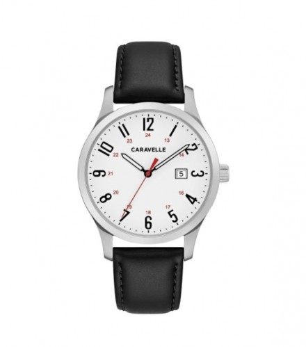 Caravelle Designed by Bulova Women's 43M118 Easy Reader Black Leather Strap Watch