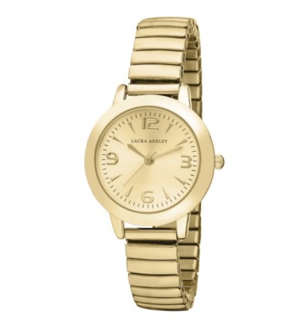 Laura Ashley Gold Women's Round Expandable Stainless Steel Bracelet Watch