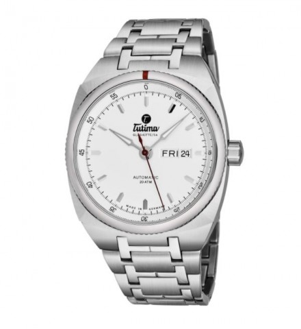 Tutima Men's 6120-02 'Saxon One' Silver Dial Stainless Steel Date Day German Mechanical Automatic Watch