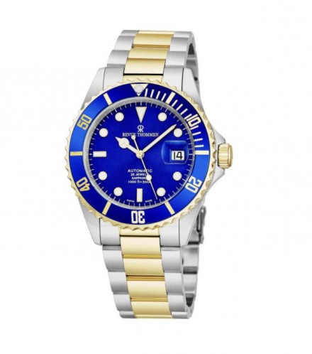 Revue Thommen Men's 17571.2145 'Diver' Blue Dial Stainless Steel/Goldtone Bracelet Swiss Automatic Watch