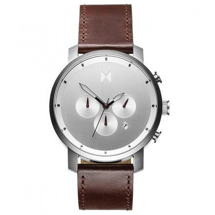 CHRONO SILVER BROWN LEATHER