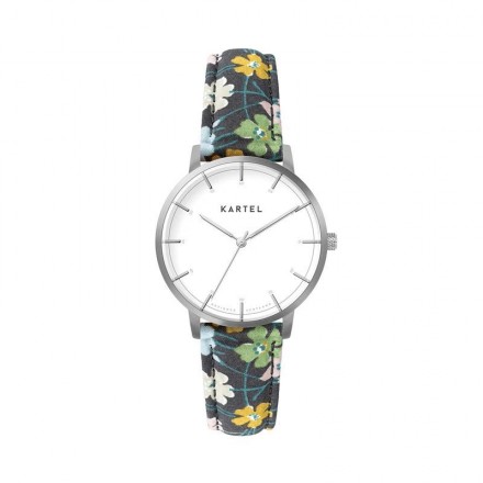 ISLA 34MM FLORAL FABRIC STRAP WATCH