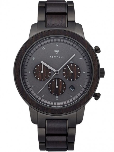 Men's Wood Watch Chronograph Maximilian Sandalwood/Black