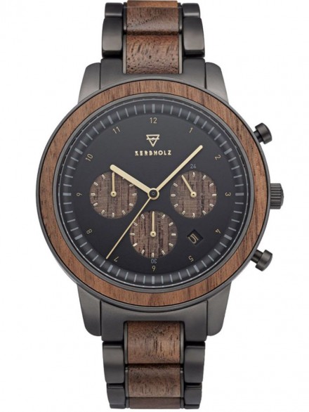 Chronograph Men's Wooden Watch Maximilian Walnut/Black