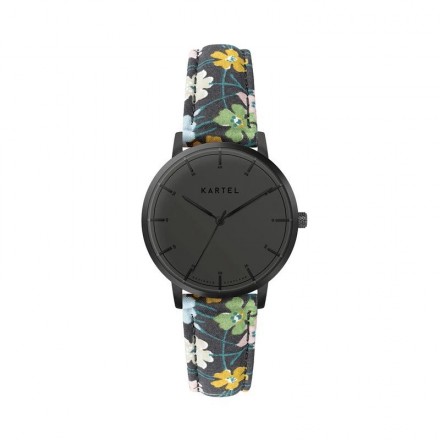 ISLA 34MM FLORAL FABRIC STRAP WATCH
