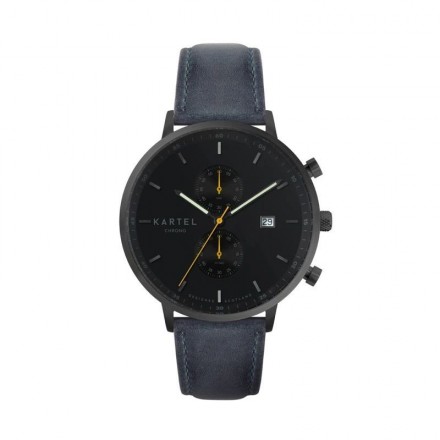 KNOYDART 43MM BLUE LEATHER STRAP WATCH