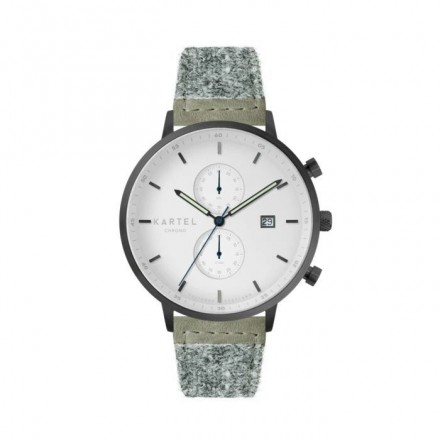 KNOYDART 43MM GREY HARRIS TWEED STRAP WATCH