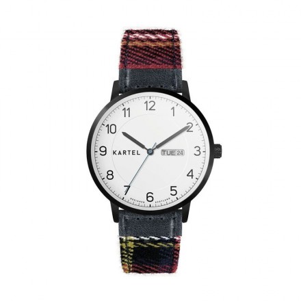 MORRIS 40MM RED TARTAN STRAP WATCH