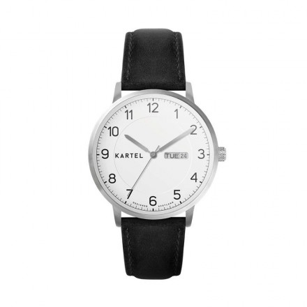 MORRIS 40MM BLACK LEATHER STRAP WATCH