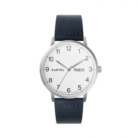 MORRIS 40MM BLUE LEATHER STRAP WATCH