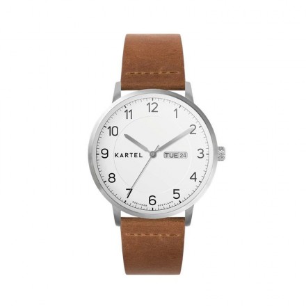 MORRIS 40MM TAN LEATHER STRAP WATCH