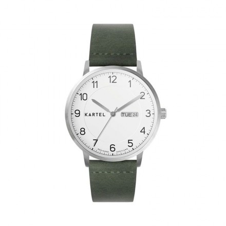 MORRIS 40MM GREEN LEATHER STRAP WATCH
