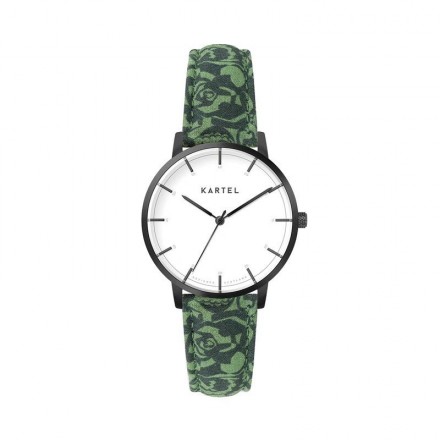 ISLA 34MM GREEN FABRIC STRAP WATCH