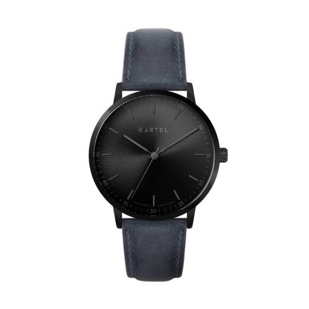 HUME 40MM BLUE LEATHER STRAP WATCH