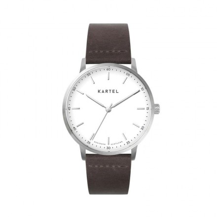 HUME 40MM BROWN LEATHER STRAP WATCH