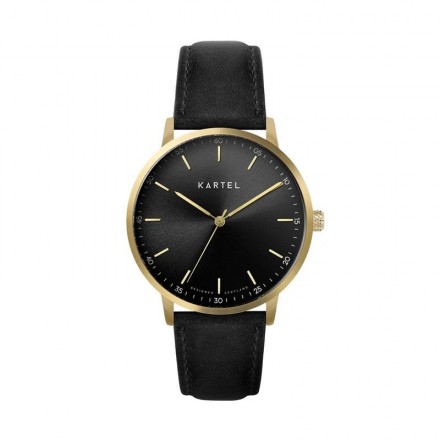 HUME 40MM BLACK LEATHER STRAP WATCH
