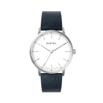 HUME 40MM BLUE LEATHER STRAP WATCH
