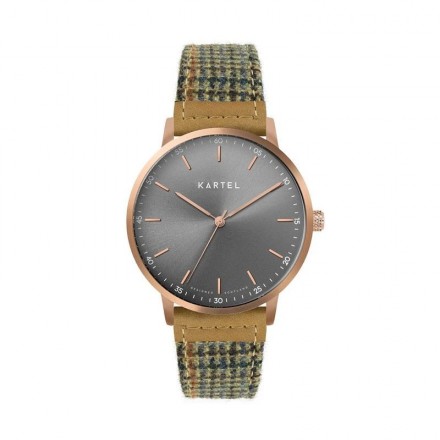 HUME 40MM BROWN FABRIC STRAP WATCH