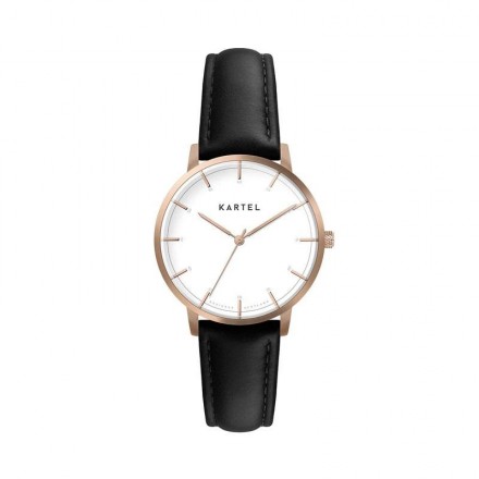 ISLA 34MM BLACK LEATHER STRAP WATCH