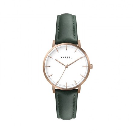 ISLA 34MM GREEN LEATHER STRAP WATCH