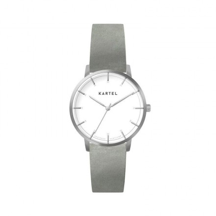 ISLA 34MM GREY LEATHER STRAP WATCH
