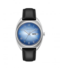 Caravelle by Bulova Mens 43C119 Retro Stainless Blue Dial Black Leather Strap Watch