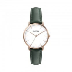 ISLA 34MM GREEN LEATHER STRAP WATCH