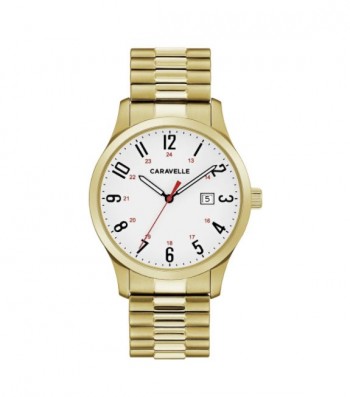 Caravelle Designed by Bulova Men's 44B117 Easy Reader Gold-Tone Stainless Expansion Bracelet Watch