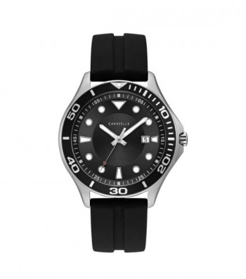 Caravelle Designed by Bulova Men's 43B154 Black Dial Black Silicone Strap Sport Watch