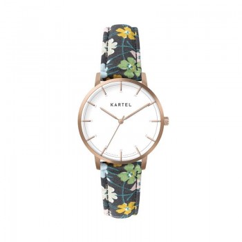 ISLA 34MM FLORAL FABRIC STRAP WATCH