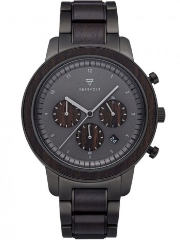 Men's Wood Watch Chronograph Maximilian Sandalwood/Black