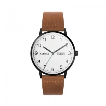 MORRIS 40MM TAN LEATHER STRAP WATCH