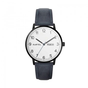 MORRIS 40MM BLUE LEATHER STRAP WATCH