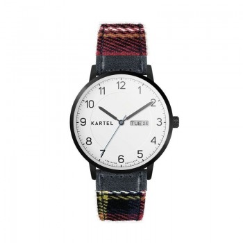 MORRIS 40MM RED TARTAN STRAP WATCH