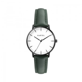 ISLA 34MM GREEN LEATHER STRAP WATCH