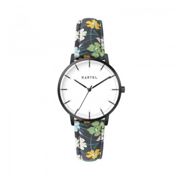 ISLA 34MM FLORAL FABRIC STRAP WATCH