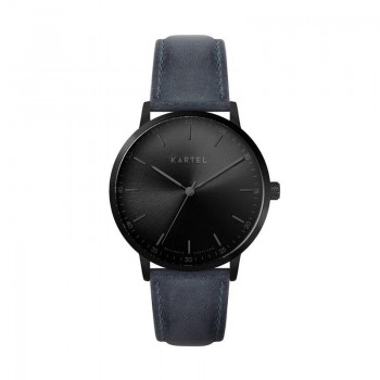 HUME 40MM BLUE LEATHER STRAP WATCH