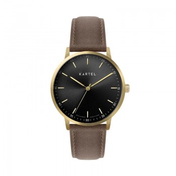 HUME 40MM BROWN LEATHER STRAP WATCH