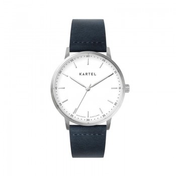 HUME 40MM BLUE LEATHER STRAP WATCH