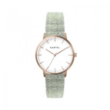 ISLA 34MM GREEN TWEED STRAP WATCH
