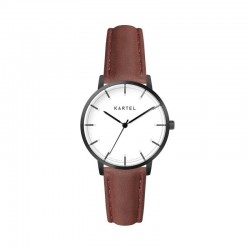 ISLA 34MM MAROON LEATHER STRAP WATCH