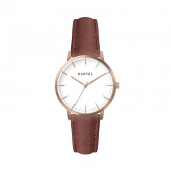 ISLA 34MM MAROON LEATHER STRAP WATCH