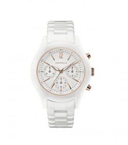 Caravelle Designed by Bulova Women's 45L174 White Ceramic Chrono Bracelet Watch